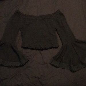Black bell sleeved crop top